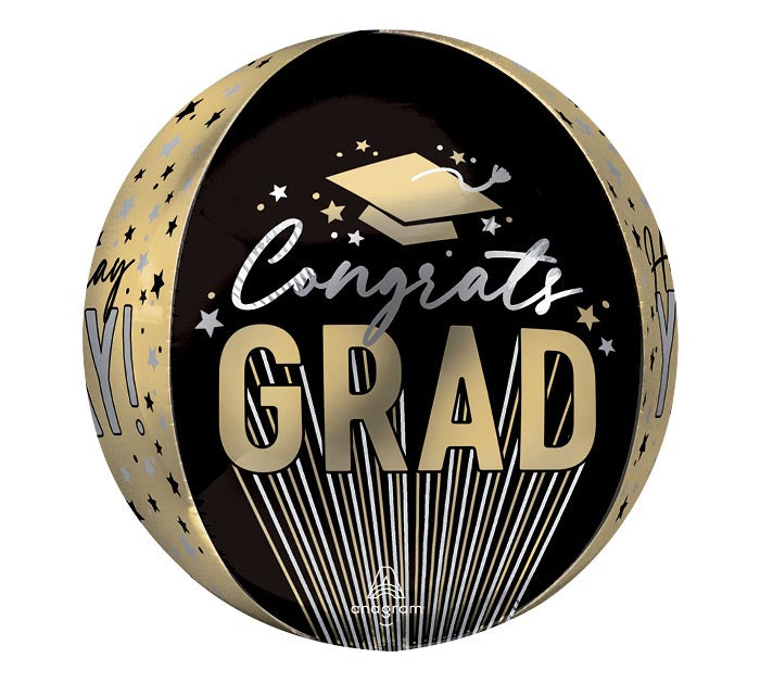 16" Congrats Grad Stripes & Stars Orz Balloon